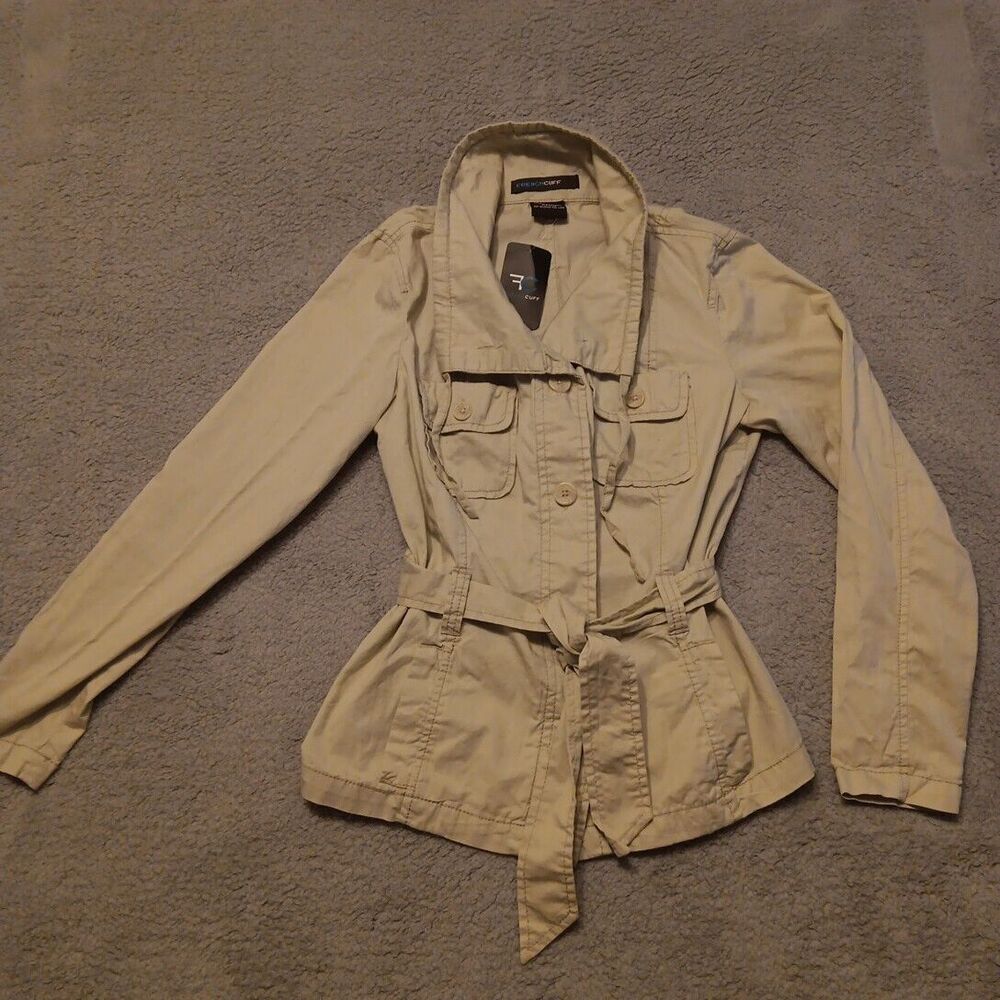 French Cuff jacket size S tan in color with belt NEW WITH TAGS!